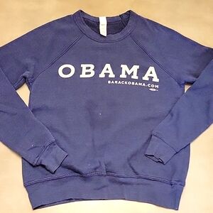 Canvas VINTAGE Obama Navy Blue Graphic Casual Sweatshirt XXS
